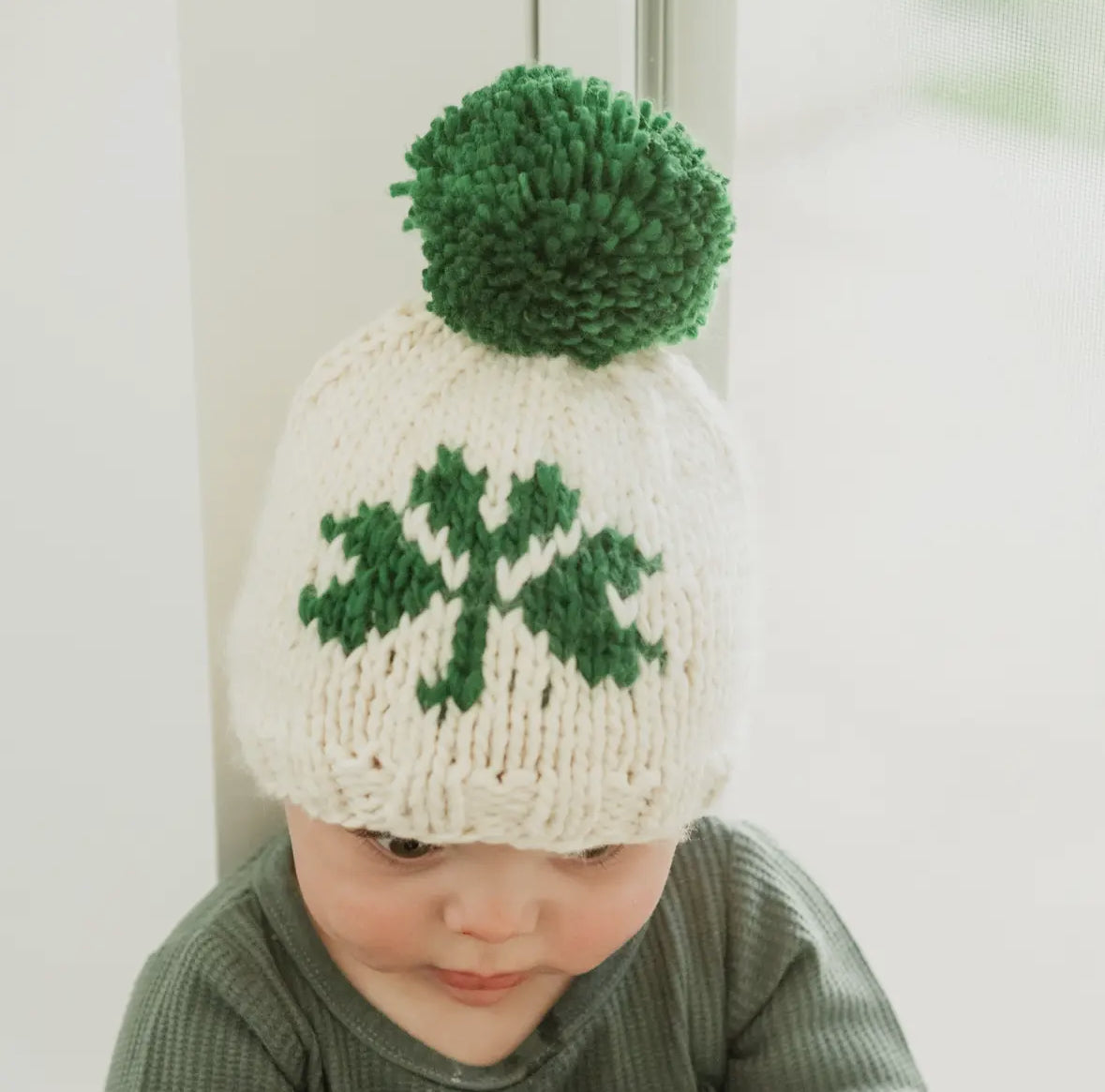 Shamrock St. Patrick’s Day Hand Knit Beanie Hat Baby & Kids