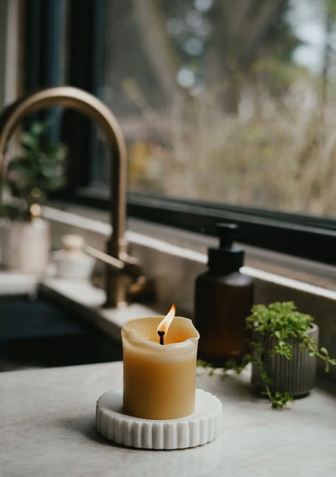 100% Pure Beeswax 3"x 3.5" Pillar Candle by Busy Bees