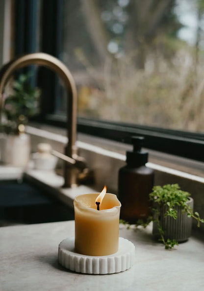 100% Pure Beeswax 3"x 3.5" Pillar Candle by Busy Bees