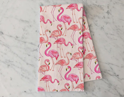 Pink Flamingo kitchen towel